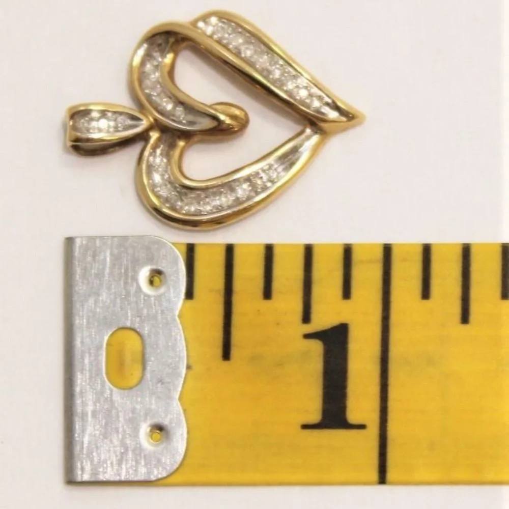 10K Yellow Gold Diamond Heart Pendant TW 2.1g - Picture 3 of 4